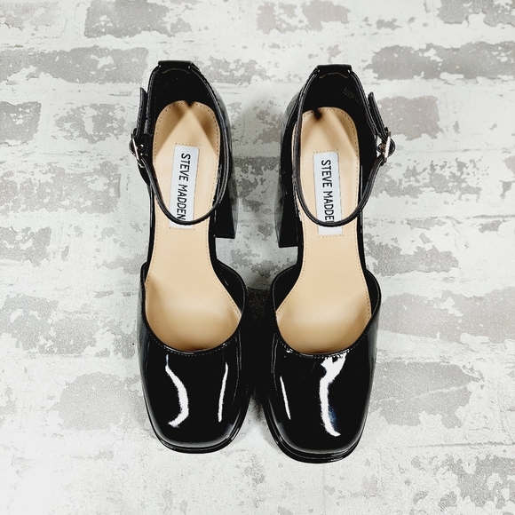 New Steve Madden Definable Black Patent Block Heel Pumps F43 - Picture 9 of 12
